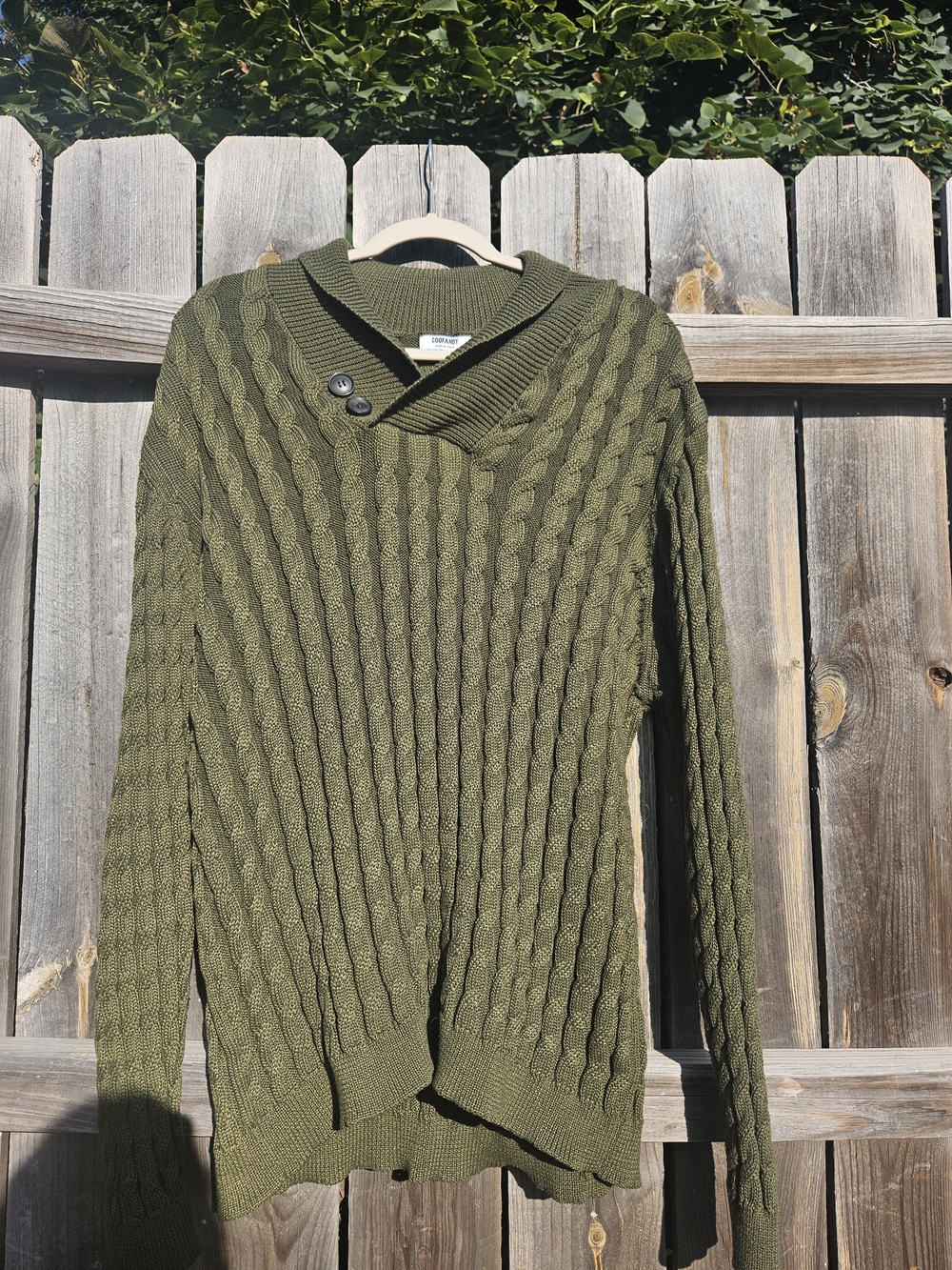 Coofandy Womens Cabincore Cable Knit Olive Pullover Sweater Shawl Collar Size 3x